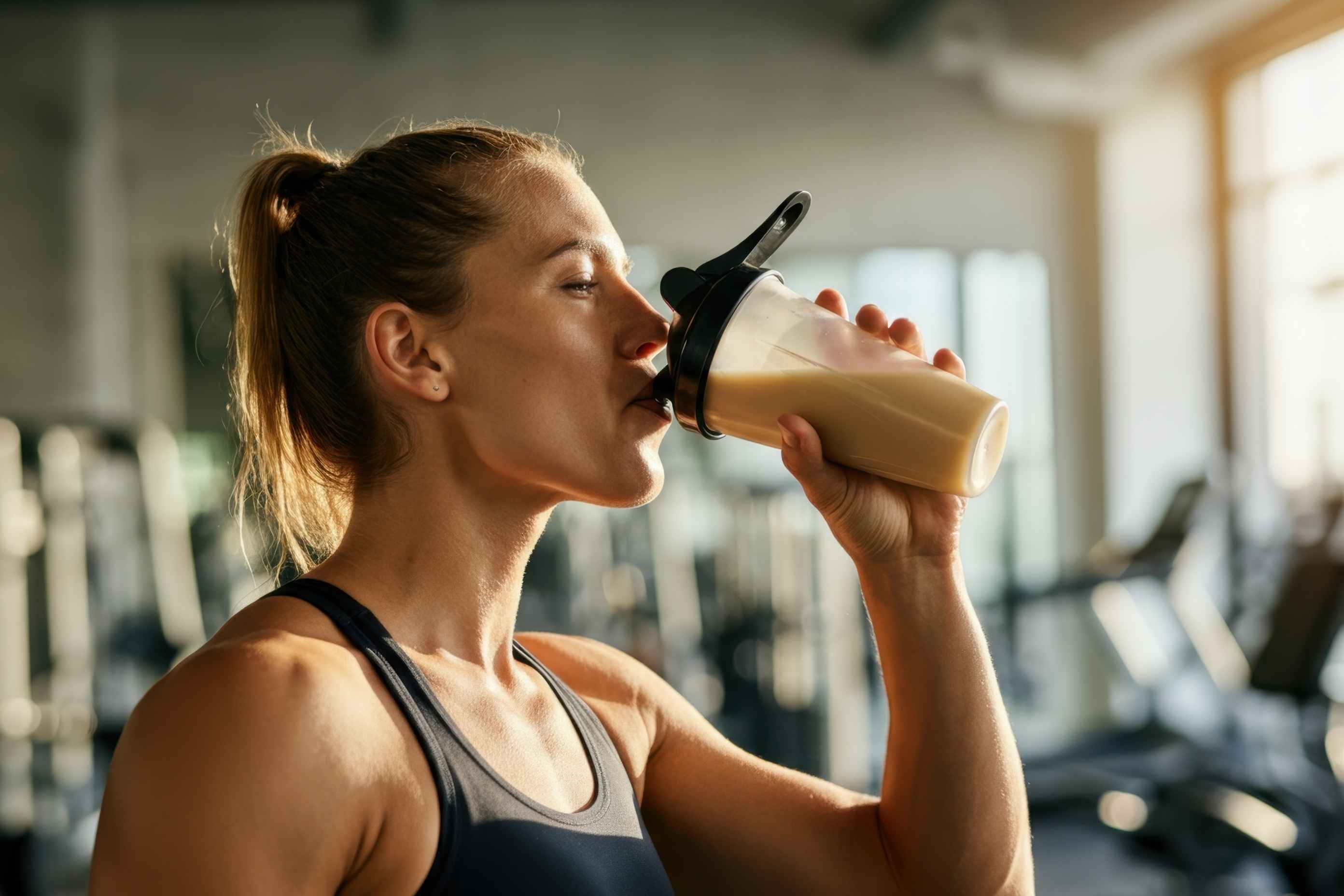 žena pije protein